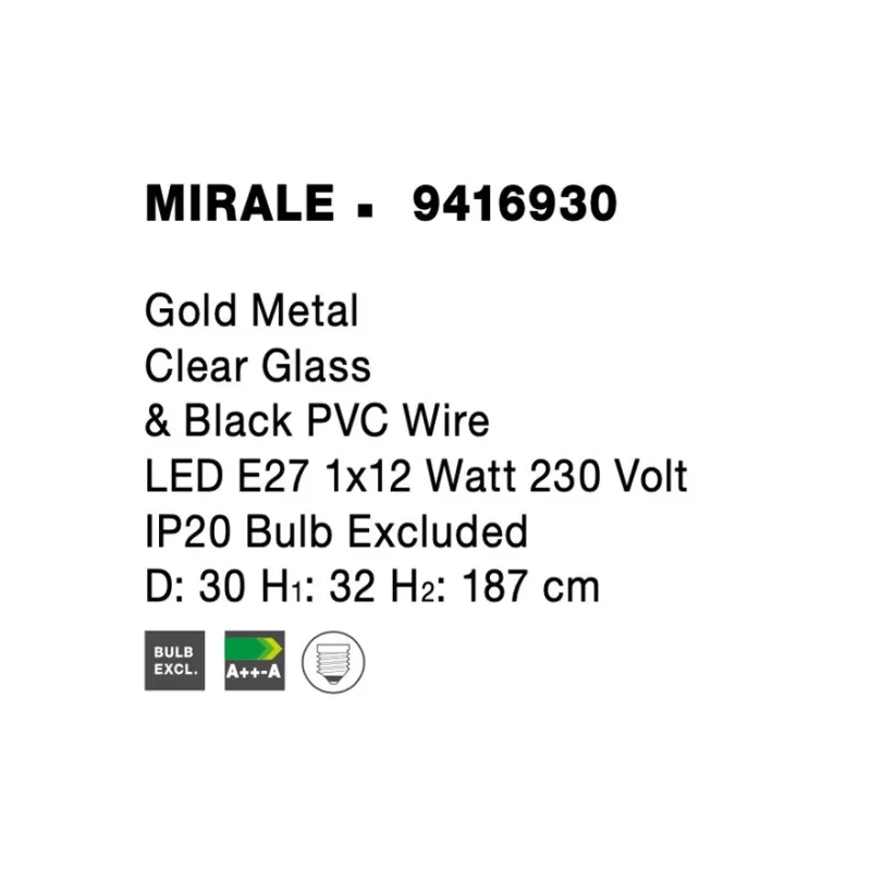 Pendul MIRALE Nova Luce Modern, E27, 9416930, Grecia