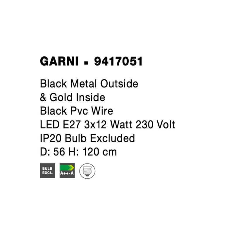 Suspensie GARNI Nova Luce Modern, E27, 9417051, Grecia