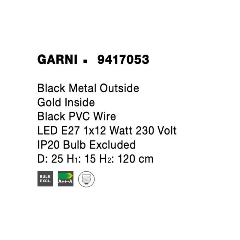 Pendul GARNI Nova Luce Modern, E27, 9417053, Grecia