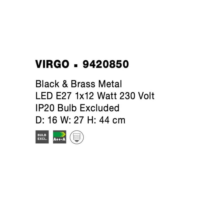 Aplica VIRGO Nova Luce Modern, E27, 9420850, Grecia