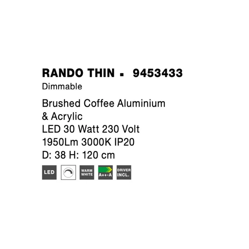 Plafoniera Tehnica RANDO THIN Nova Luce Modern, Led, 9453433, Grecia