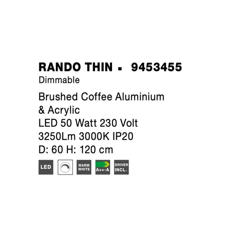 Suspensie RANDO THIN Nova Luce Modern, Led, 9453455, Grecia