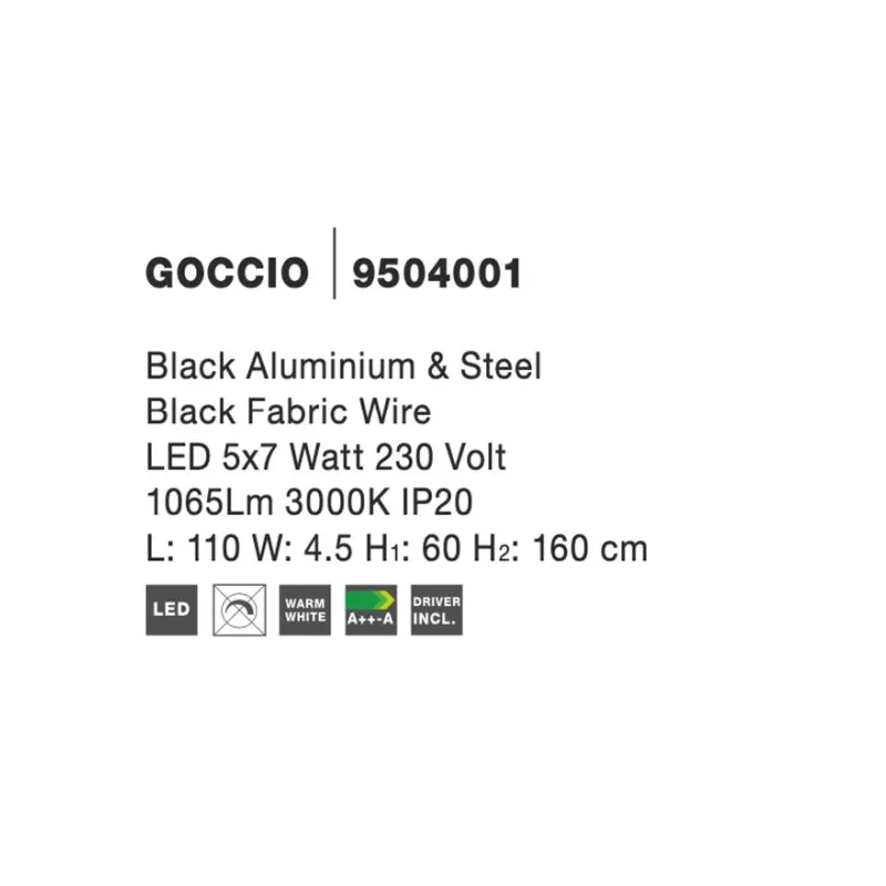 Suspensie Tehnica GOCCIO Nova Luce Modern, Led, 9504001, Grecia