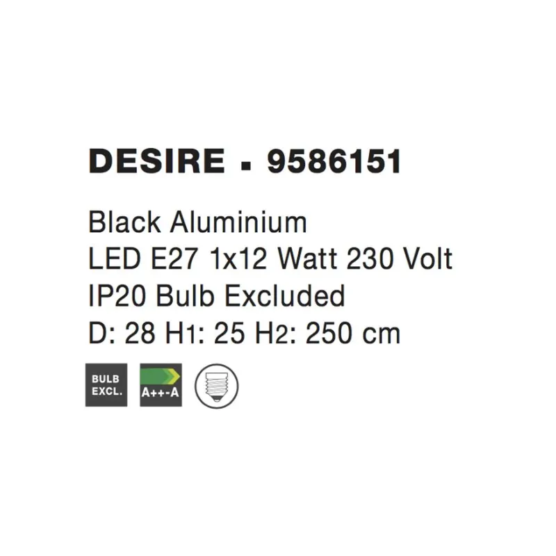 Pendul DESIRE Nova Luce Modern, E27, 9586151, Grecia