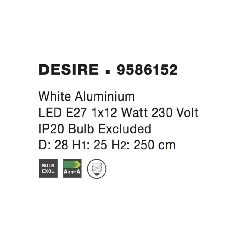 Pendul DESIRE Nova Luce Modern, E27, 9586152, Grecia