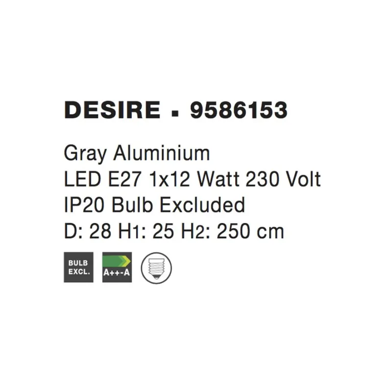 Pendul DESIRE Nova Luce Modern, E27, 9586153, Grecia