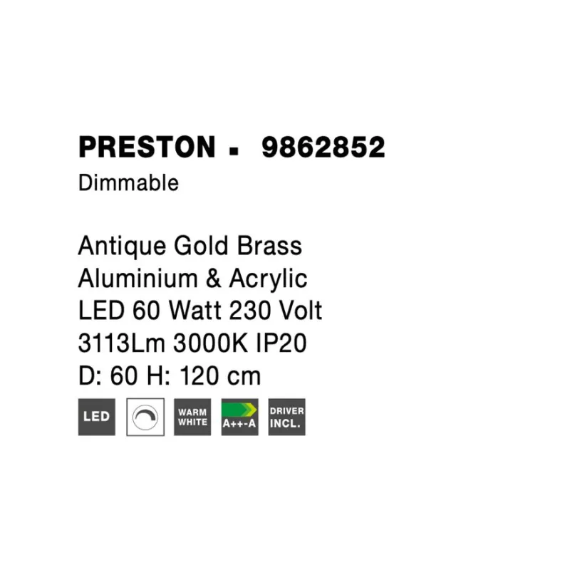 Suspensie PRESTON Nova Luce Modern, Led, 9862852, Grecia