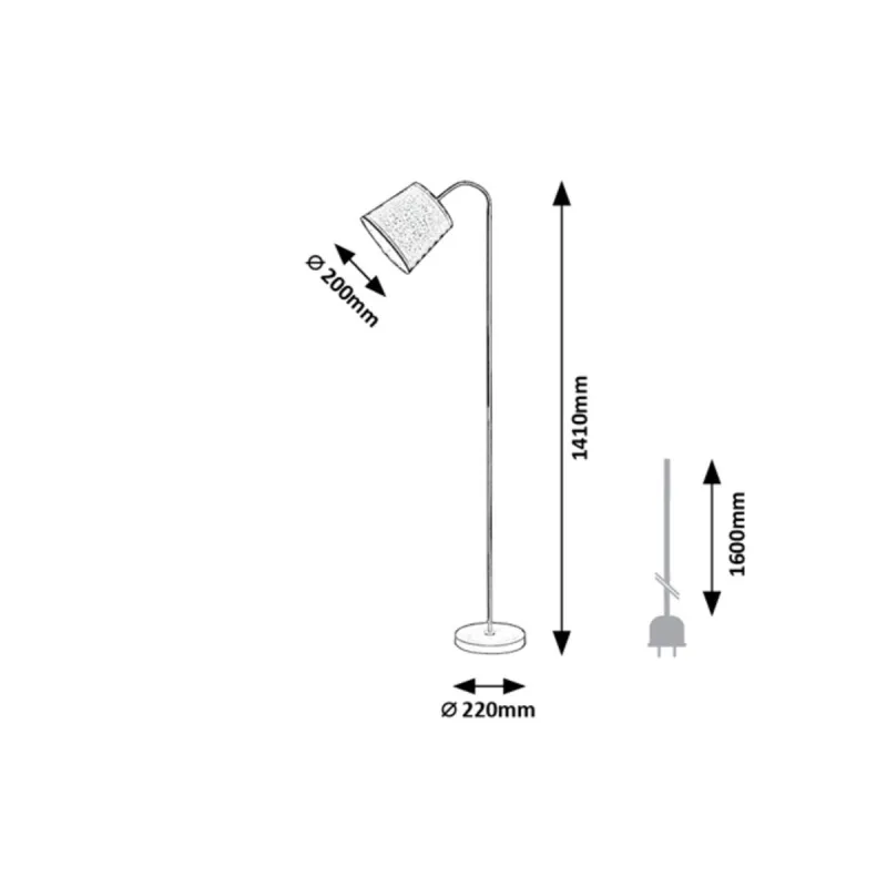 Lampadar 6639 Godric Rabalux, Modern, E27, Negru