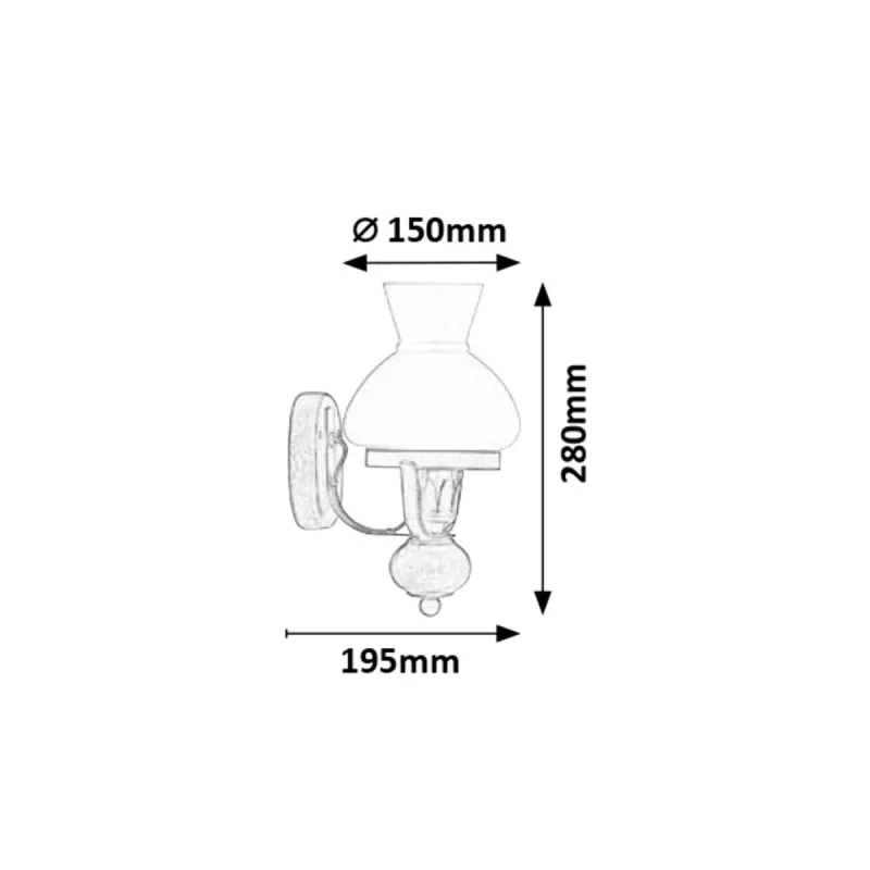 Aplica 7077 Petronel Rabalux, Clasic, E27, Negru-Mat