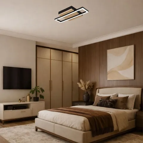Plafoniera 71455 Noxelle Rabalux, Scandinav, Led, Negru-Mat-Stejar
