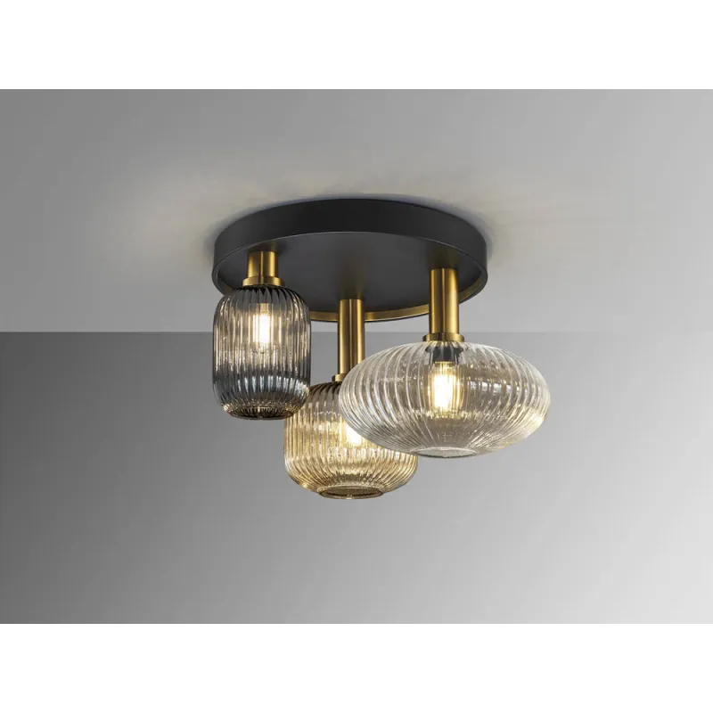 Lustra Plafon Schuller ·Norma· Ceiling Lamp 3L Black/Brass 225342 E27 Spania
