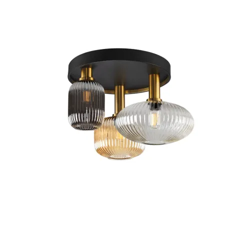 Lustra Plafon Schuller ·Norma· Ceiling Lamp 3L Black/Brass 225342 E27 Spania