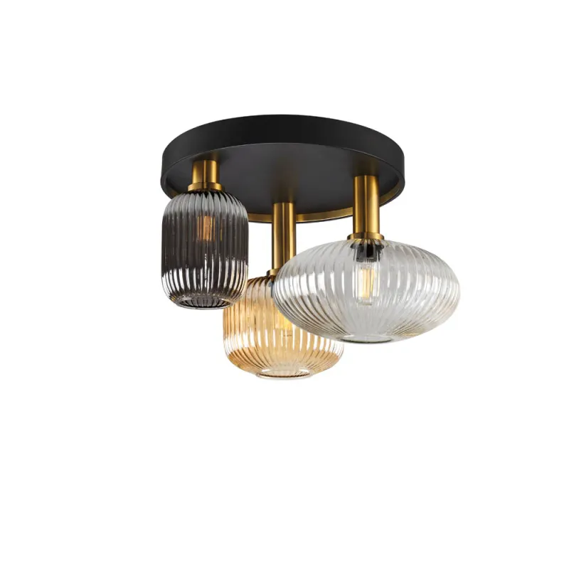 Lustra Plafon Schuller ·Norma· Ceiling Lamp 3L Black/Brass 225342 E27 Spania