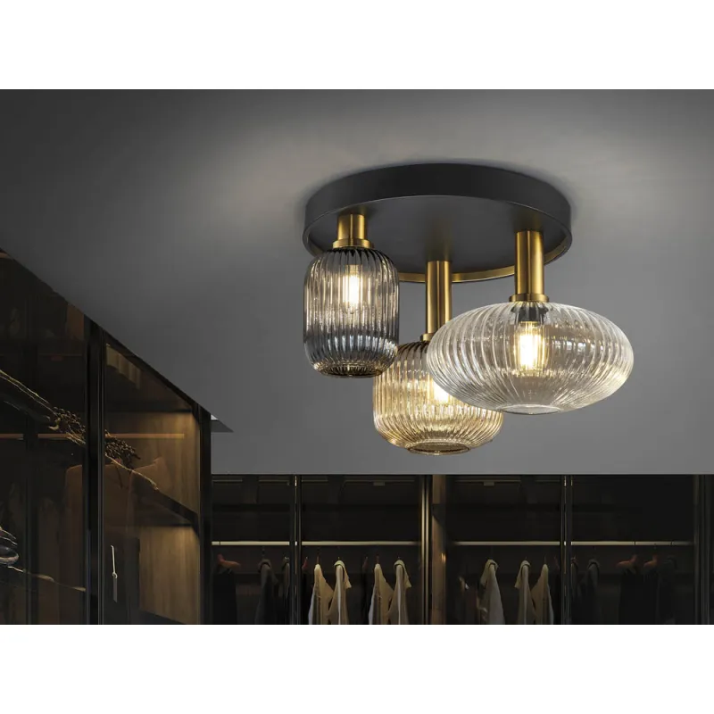 Lustra Plafon Schuller ·Norma· Ceiling Lamp 3L Black/Brass 225342 E27 Spania