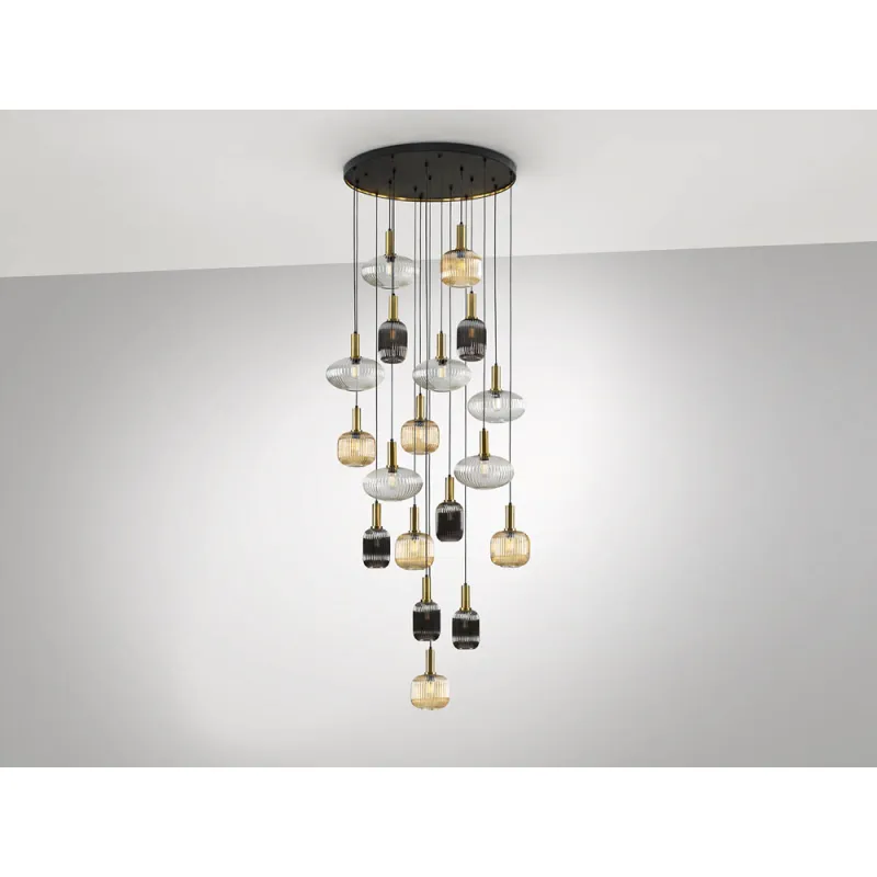 Suspensie Schuller Norma - Lamp 18L Black-Brass 225892 E27 Spania