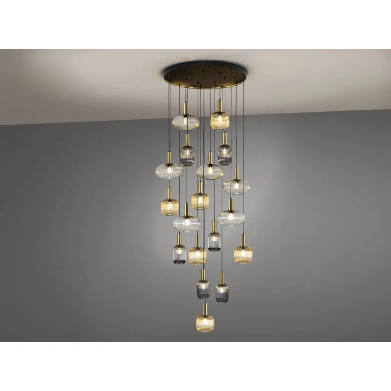 Suspensie Schuller Norma - Lamp 18L Black-Brass 225892 E27 Spania