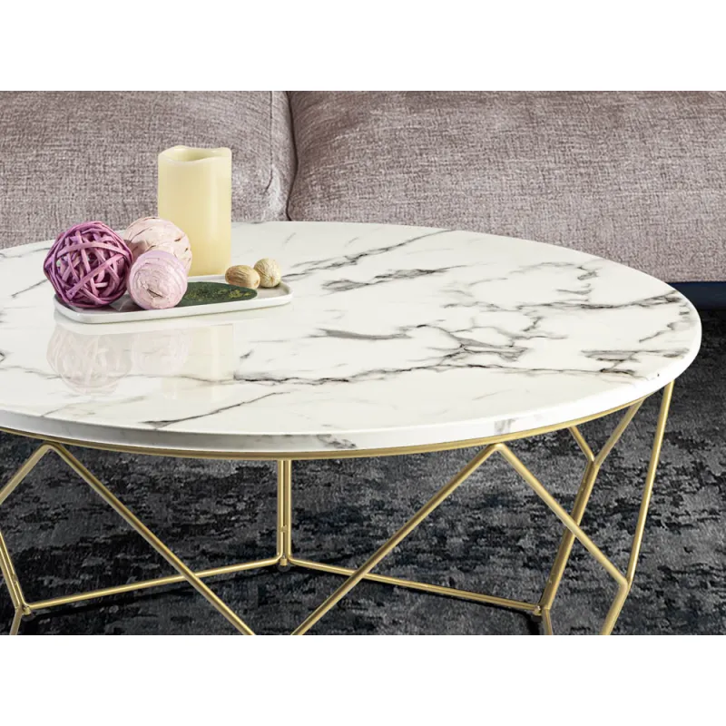 Masuta de Cafea Schuller ·Liza· Round Coffee Table, Gold/Marble 234917 Spania