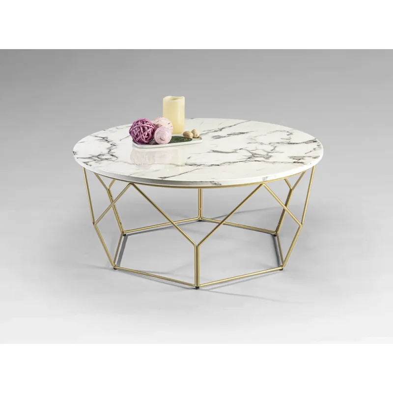 Masuta de Cafea Schuller ·Liza· Round Coffee Table, Gold/Marble 234917 Spania