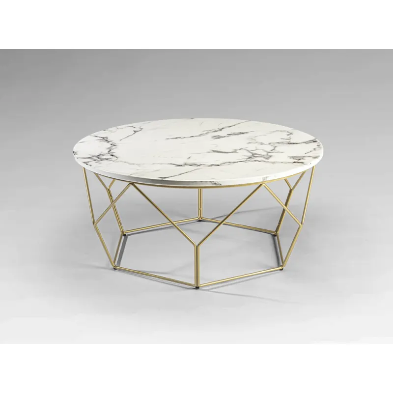Masuta de Cafea Schuller ·Liza· Round Coffee Table, Gold/Marble 234917 Spania