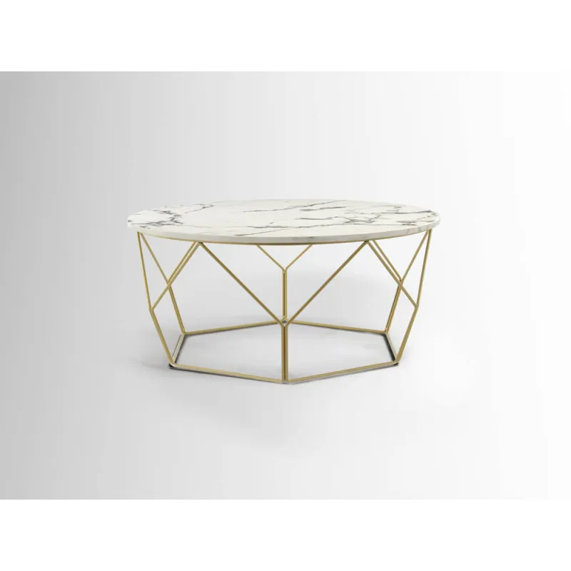 Masuta de Cafea Schuller ·Liza· Round Coffee Table, Gold/Marble 234917 Spania