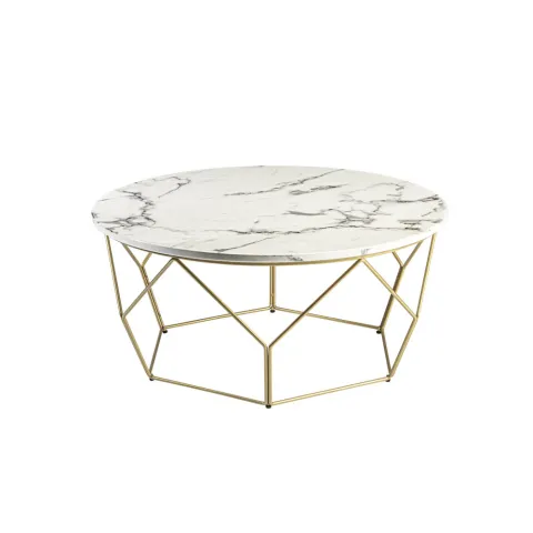 Masuta de Cafea Schuller ·Liza· Round Coffee Table, Gold/Marble 234917 Spania