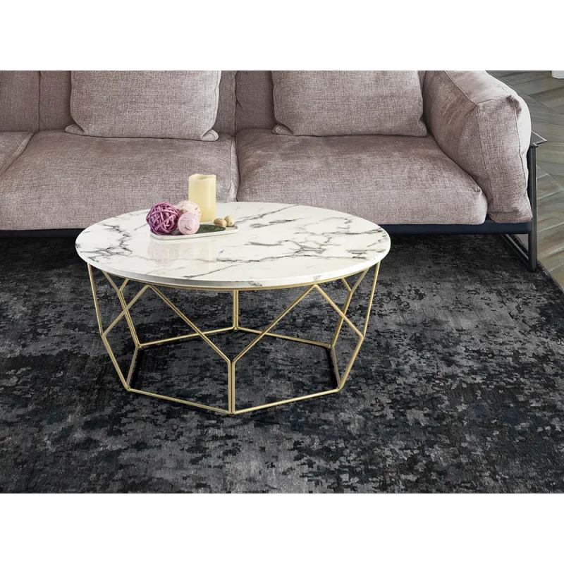Masuta de Cafea Schuller ·Liza· Round Coffee Table, Gold/Marble 234917 Spania