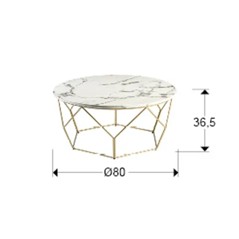 Masuta de Cafea Schuller ·Liza· Round Coffee Table, Gold/Marble 234917 Spania