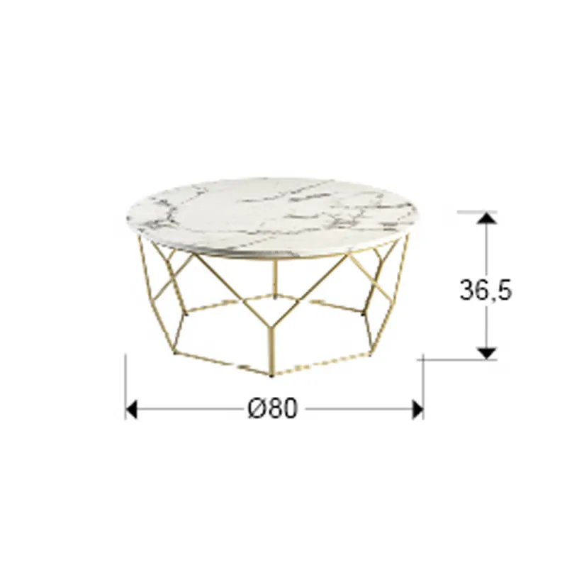 Masuta de Cafea Schuller ·Liza· Round Coffee Table, Gold/Marble 234917 Spania