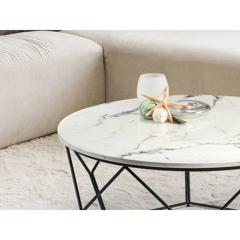 Masuta de Cafea Schuller ·Liza· Round Coffee Table Black/Marble 234924 Spania