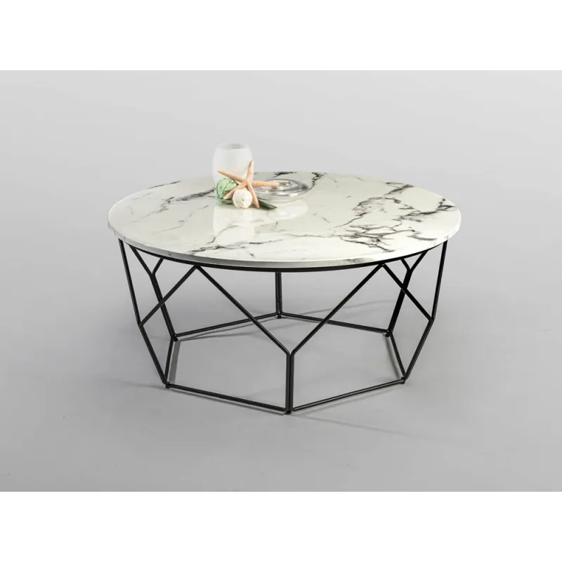 Masuta de Cafea Schuller ·Liza· Round Coffee Table Black/Marble 234924 Spania