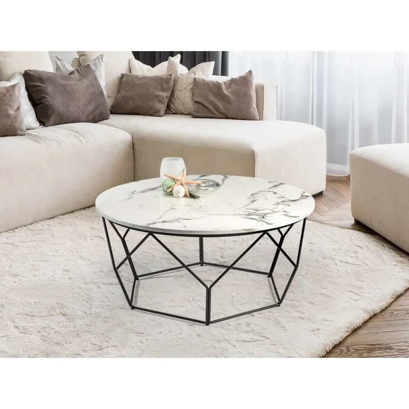 Masuta de Cafea Schuller ·Liza· Round Coffee Table Black/Marble 234924 Spania