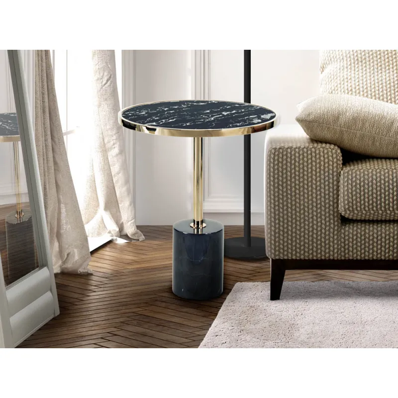 Masuta Schuller ·Dekala· Side Table Ø46, Black/Gold 258203 Spania