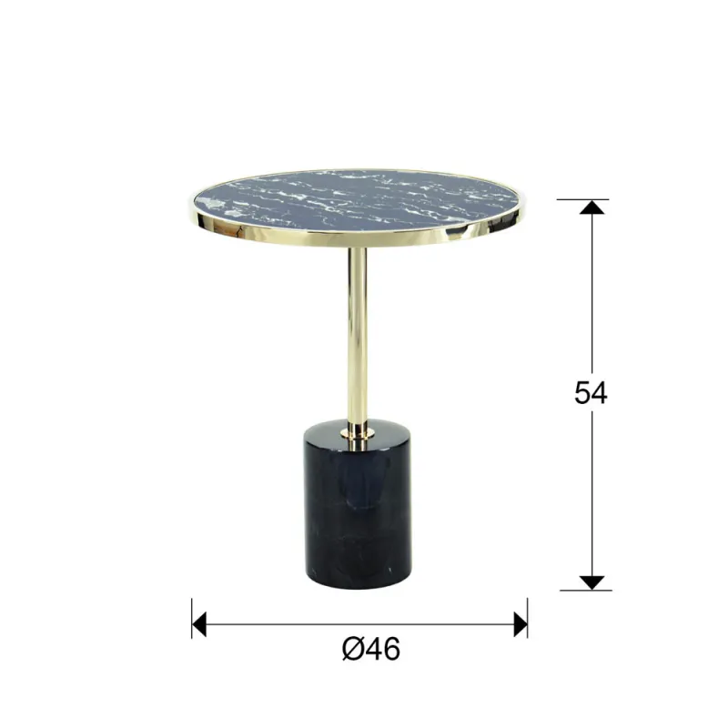 Masuta Schuller ·Dekala· Side Table Ø46, Black/Gold 258203 Spania