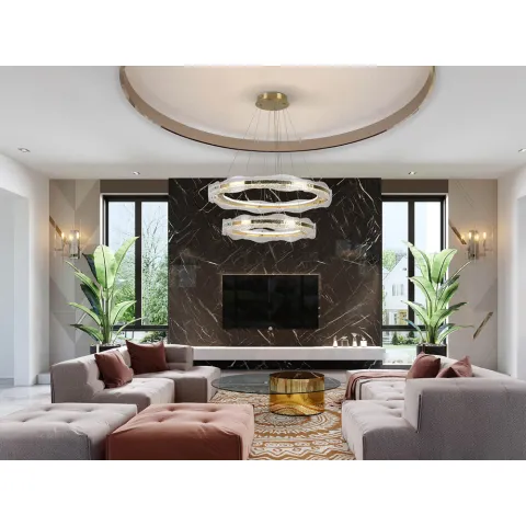 Candelabru Schuller ·Lira· Lamp 2 Rings, Chrome. Dimmable 294508D Led Spania