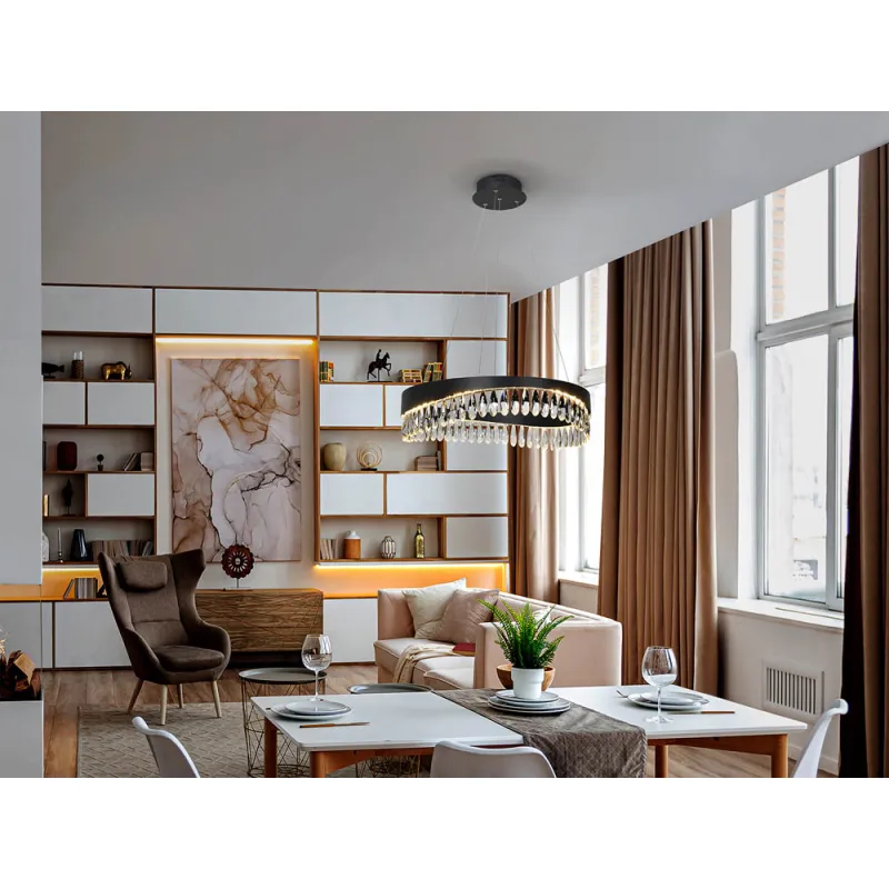 Suspensie Schuller ·Selene· Lamp Ø60, Black-Crystal 294720 Led Spania