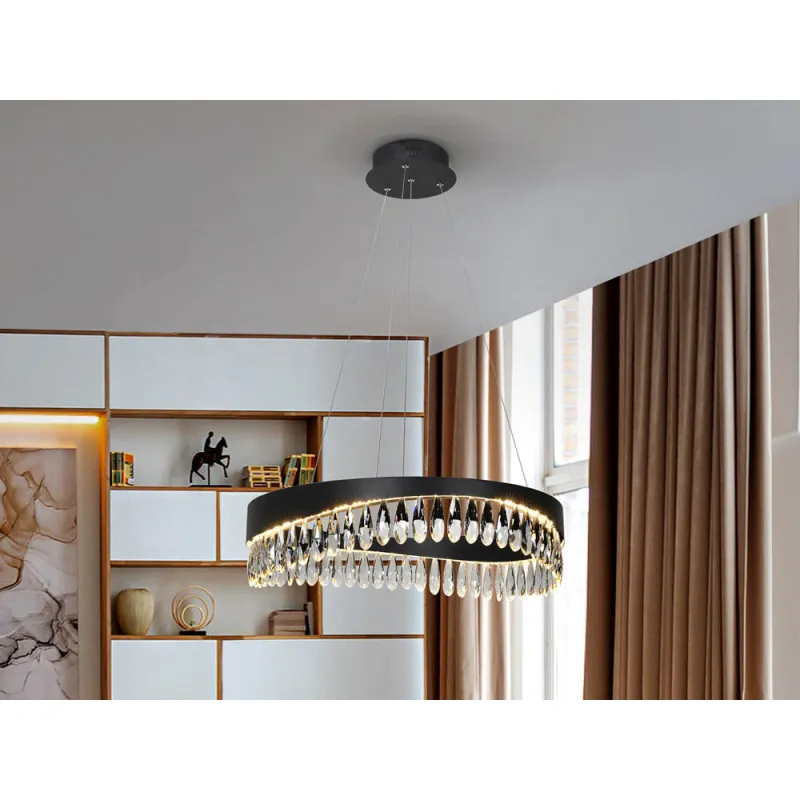 Suspensie Schuller ·Selene· Lamp Ø60, Black-Crystal 294720 Led Spania