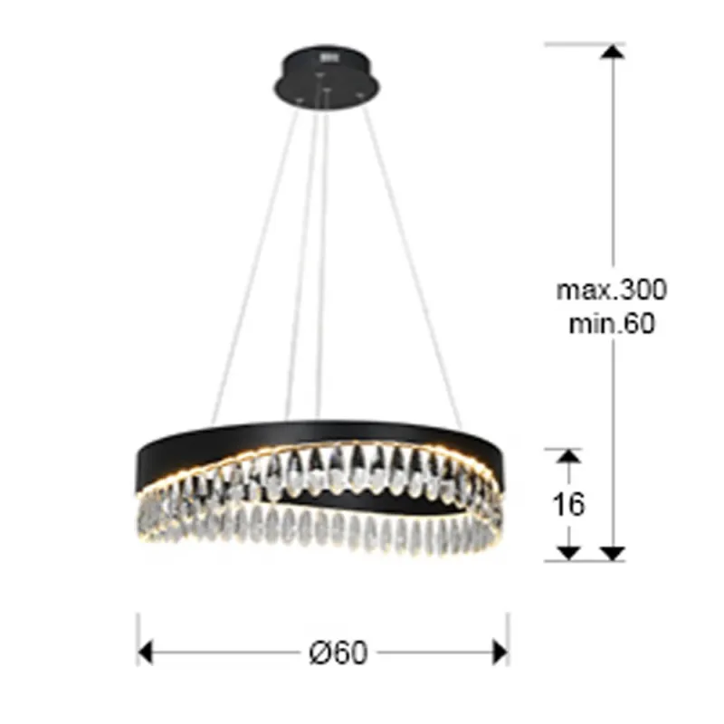 Suspensie Schuller ·Selene· Lamp Ø60, Black-Crystal 294720 Led Spania