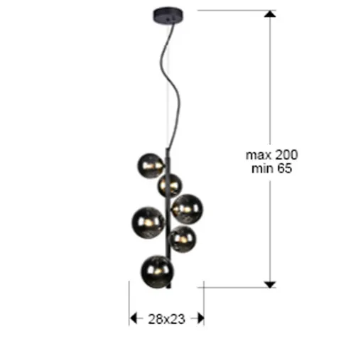 Suspensie Schuller ·Astros· Lamp 6L., Black 329743 G9 Spania