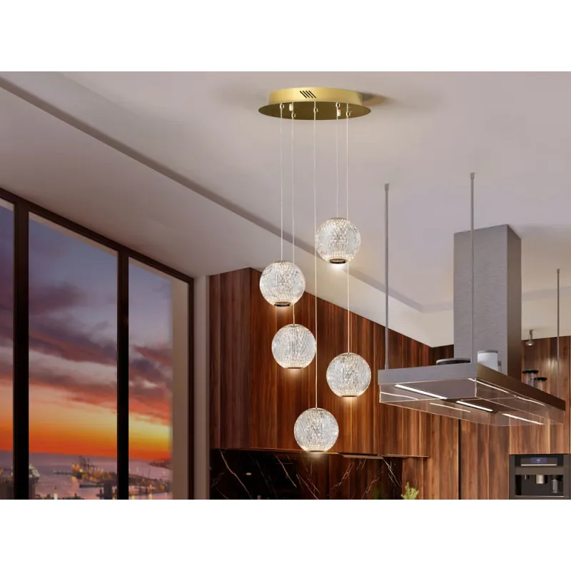 Suspensie Schuller ·Austral· Led Lamp 5L., Ø32, Golden 354196 Led Spania