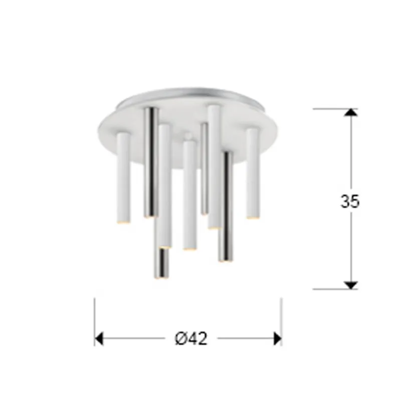 Plafoniera Schuller ·Varas· Ceiling Lamp Chrome/White 9L. 374026 Led Spania