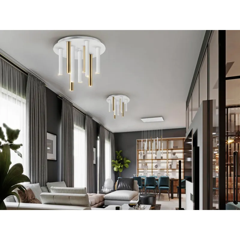 Plafoniera Schuller ·Varas· Ceiling Lamp Gold/White 9L 374064 Led Spania