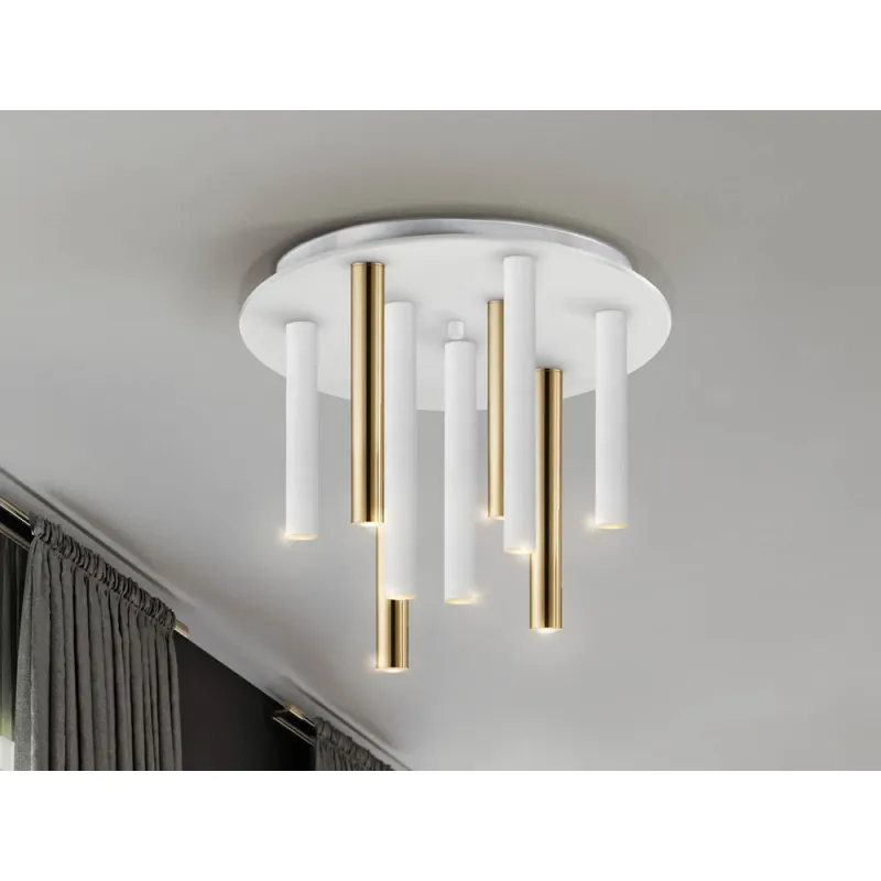 Plafoniera Schuller ·Varas· Ceiling Lamp Gold/White 9L 374064 Led Spania