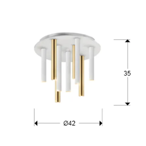 Plafoniera Schuller ·Varas· Ceiling Lamp Gold/White 9L 374064 Led Spania