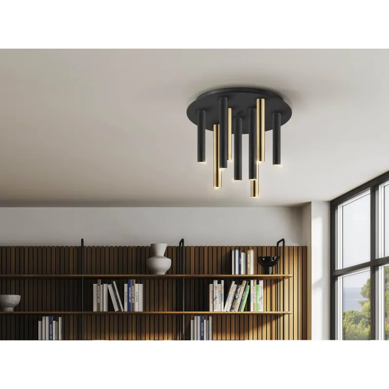 Plafoniera Schuller ·Varas· Ceiling Lamp Gold/Black 9L 374088 Led Spania