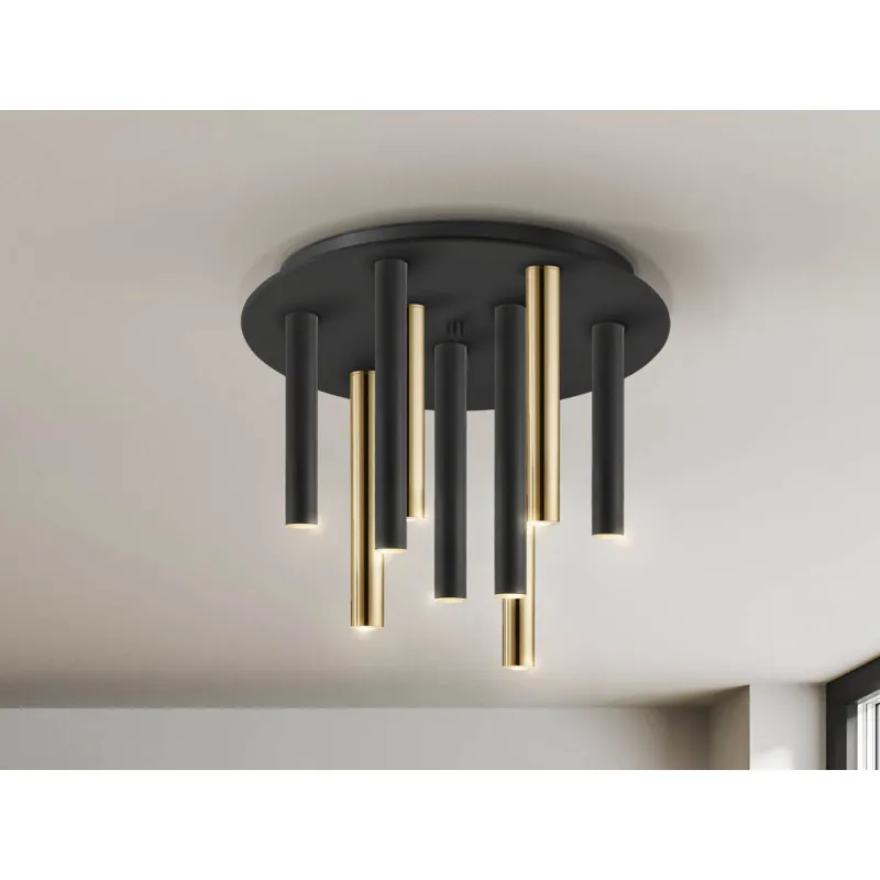 Plafoniera Schuller ·Varas· Ceiling Lamp Gold/Black 9L 374088 Led Spania