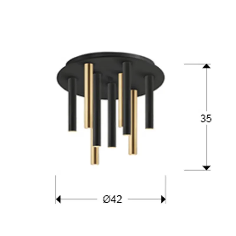 Plafoniera Schuller ·Varas· Ceiling Lamp Gold/Black 9L 374088 Led Spania