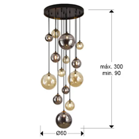 Suspensie Schuller ·Dark· Lamp 14L., Black/Brass 439015 G9 Spania