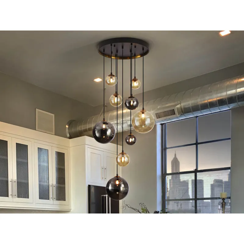 Suspensie Schuller ·Dark· Lamp 9L., Black/Brass 439176 G9 Spania