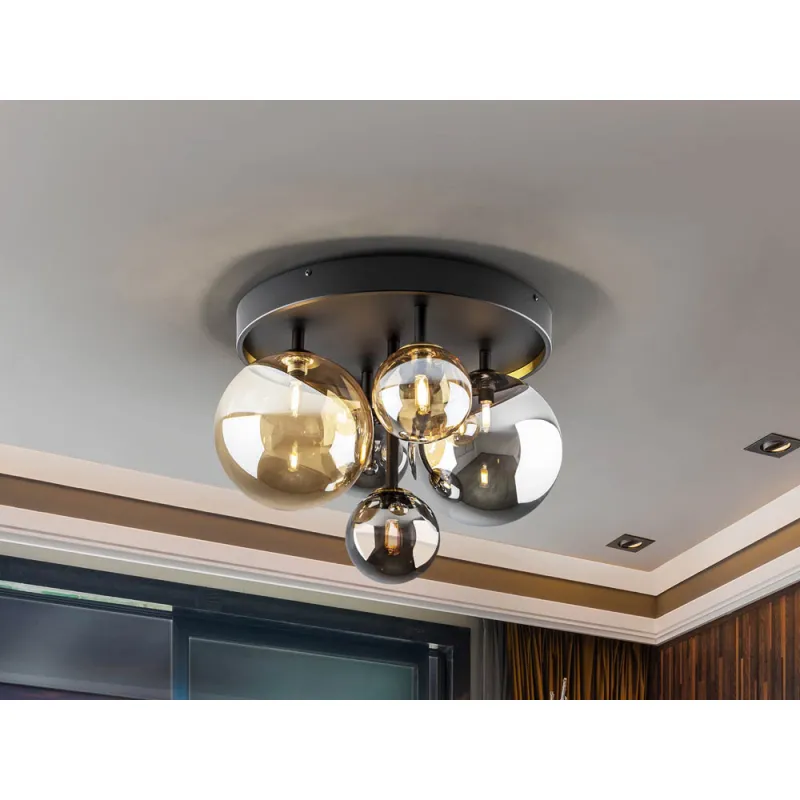 Plafoniera Schuller ·Dark· Ceiling Lamp 5L., Black-Brass 439244 G9 Spania