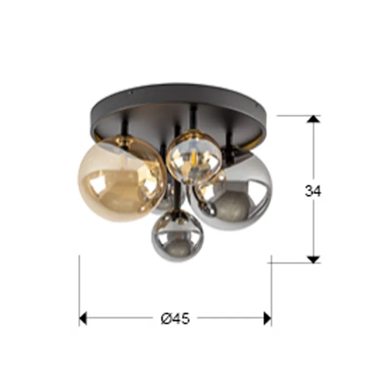 Plafoniera Schuller ·Dark· Ceiling Lamp 5L., Black-Brass 439244 G9 Spania